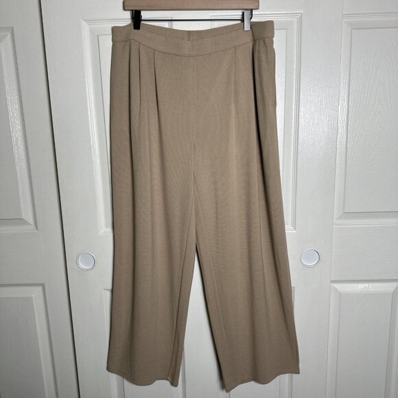 J Jill Wearever Collection Sz XL Petite Pleated Wide Leg Pants Pull On Toffee - Picture 1 of 12